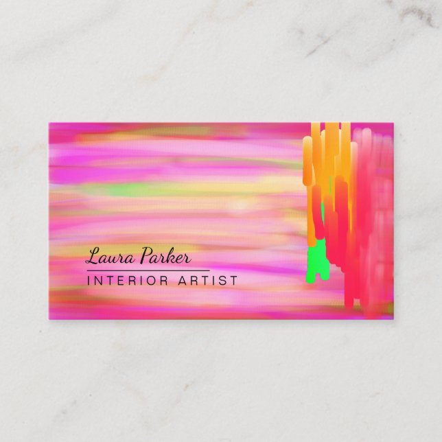 Tarjeta De Visita Púrpura acuarela rosa Resumen artista pintado (Anverso)