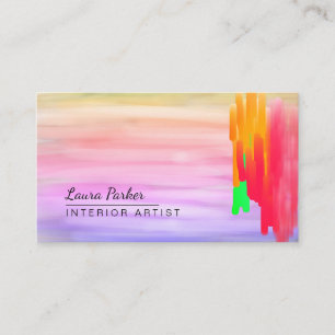 Tarjeta De Visita Púrpura acuarela rosa Resumen artista pintado