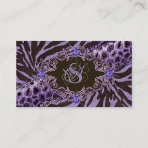 Tarjeta De Visita Púrpura animal del leopardo de la cebra de las