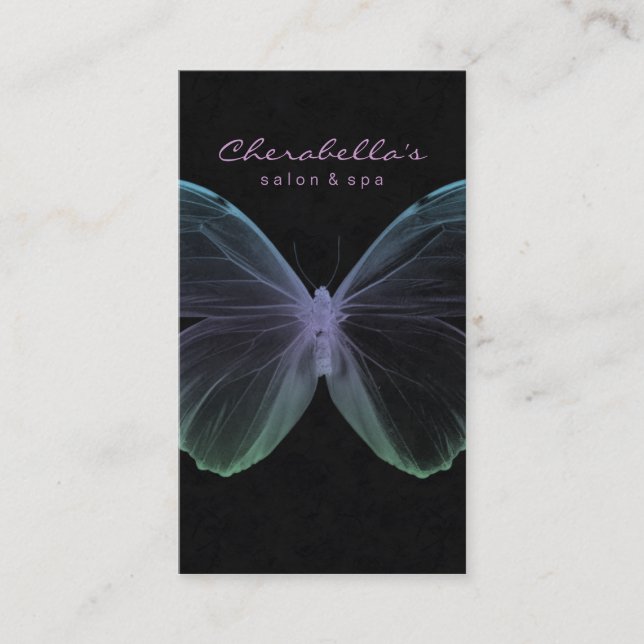 Tarjeta De Visita Púrpura azul de la mariposa del balneario de la (Anverso)