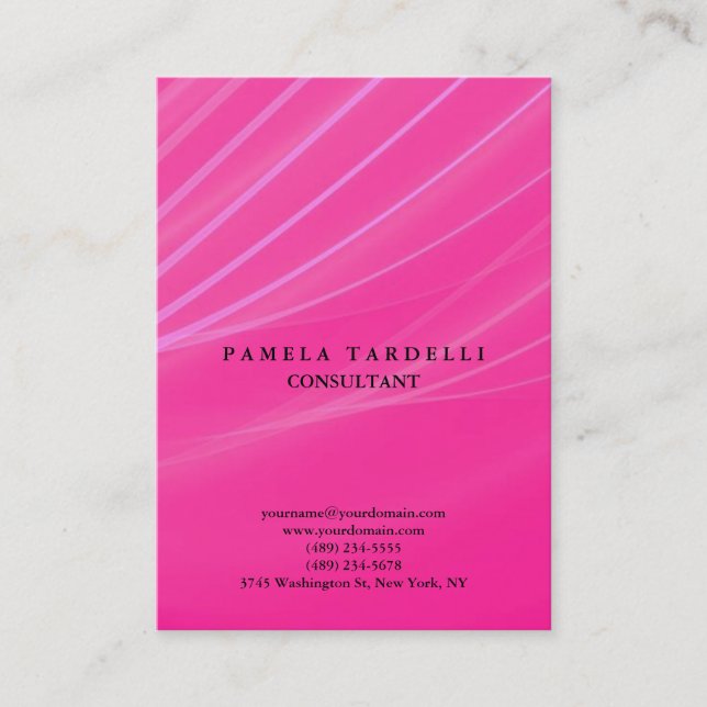 Tarjeta De Visita Púrpura Calidad Rosa Única Feminina Moderna (Anverso)