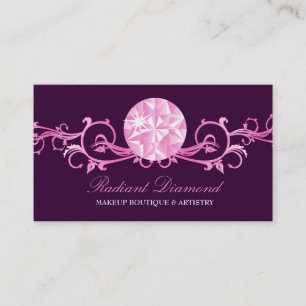 Tarjeta De Visita púrpura de la resplandor el del diamante