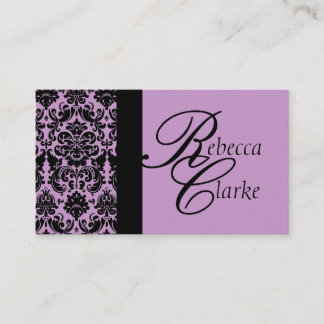 Tarjeta de visita púrpura del damasco elegante del