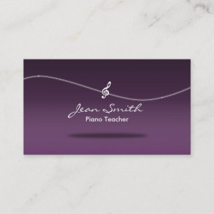 Tarjeta de visita púrpura del profesor de piano