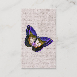 Tarjeta De Visita Púrpura del vintage y ilustracion de la mariposa