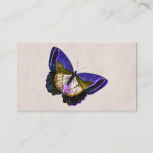 Tarjeta De Visita Púrpura del vintage y ilustracion de la mariposa