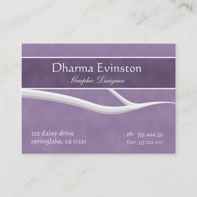 Tarjeta de visita púrpura elegante (Anverso)
