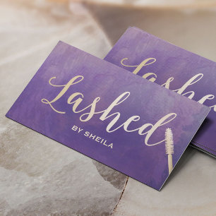 Tarjeta De Visita Púrpura elegante azotada de la escritura del oro