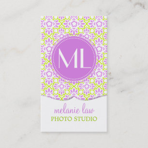 Tarjeta De Visita Púrpura elegante de la lila del damasco del