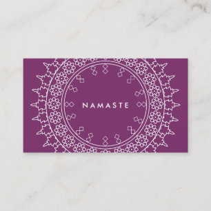 Tarjeta De Visita Púrpura elegante de la yoga de Namaste de la
