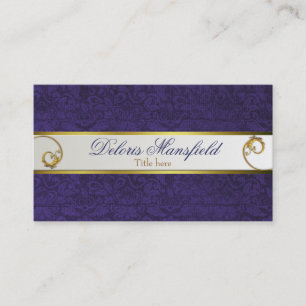 Tarjeta de visita púrpura elegante del damasco