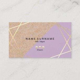 Tarjeta De Visita Púrpura en colores pastel impresa Kraft geométrica