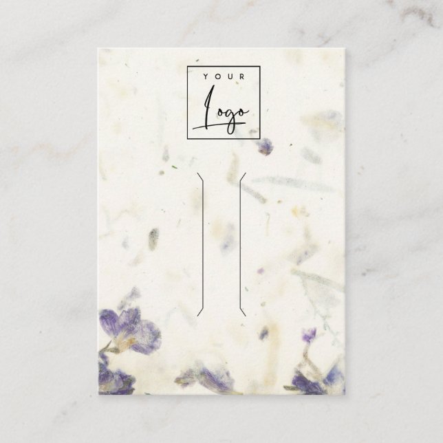 Tarjeta De Visita Púrpura Floral Papel hecho a mano Textura Clip de  (Anverso)