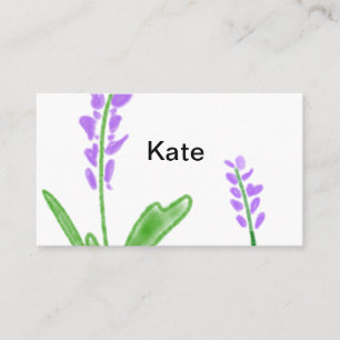 Tarjeta De Visita Púrpura lavanda floral acuarela agregar nombre tex