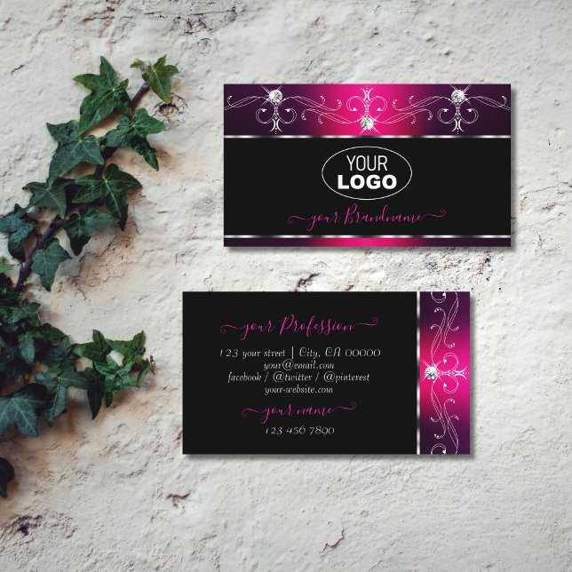 Tarjeta De Visita Púrpura negra Orante espuma Diamantes Añadir logo (Subido por el creador)