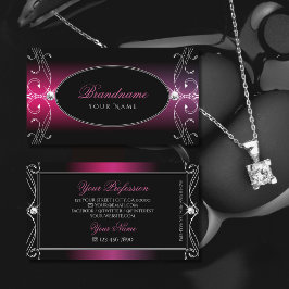 Tarjeta De Visita Púrpura Negro Ornate Diamantes Elegante