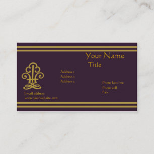 Tarjeta De Visita Púrpura oscura elegante de lujo y oro
