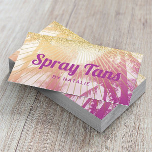 Tarjeta De Visita Púrpura Palm Beach Tropical Tan Spray Móvil