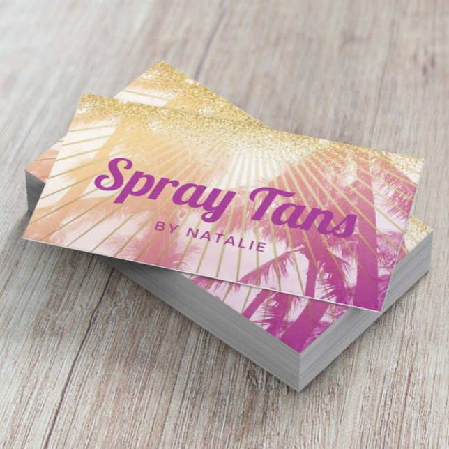 Tarjeta De Visita Púrpura Palm Beach Tropical Tan Spray Móvil (Subido por el creador)