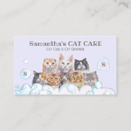 Tarjeta De Visita Púrpura Pet Care Spa Salon Sitting Bath Groomer Ca