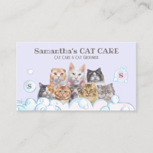 Tarjeta De Visita Púrpura Pet Care Spa Salon Sitting Bath Groomer Ca