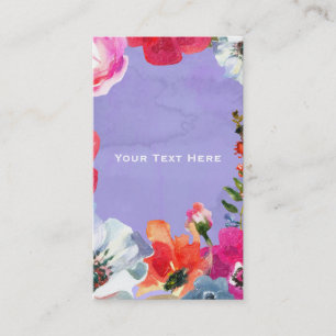 Tarjeta De Visita Púrpura Pintado Floral Enérgico Moderno Chic