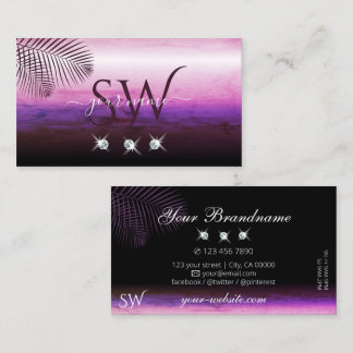 Tarjeta De Visita Púrpura Púrpura Pálida Palm Sale Joyas Monograma