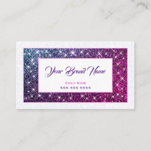 Tarjeta De Visita Púrpura Purpurina Estrellas Beauty Event Planner 