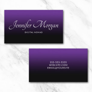 Tarjeta De Visita Púrpura Real y Ómbre Negro Elegante