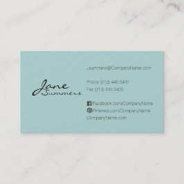 Tarjeta De Visita Púrpura Verde azulado mínimo y simple