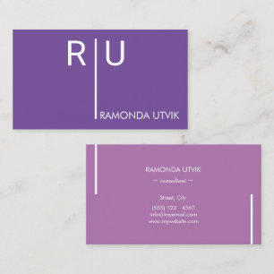 Tarjeta De Visita Púrpura violeta oscura Mínimo Simple Limpio