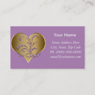 Tarjeta De Visita Púrpura y corazón del oro