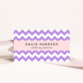 Tarjeta De Visita Púrpura Zigzag, Púrpura Chevron, Patrón Geométrico