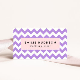 Tarjeta De Visita Púrpura Zigzag, Púrpura Chevron, Patrón Geométrico
