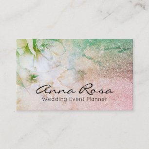 Tarjeta De Visita *~* Purpurina Acuarela Floral Celeste cósmico