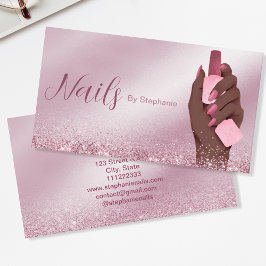 Tarjeta De Visita Purpurina afroamericano artista de las uñas bellez