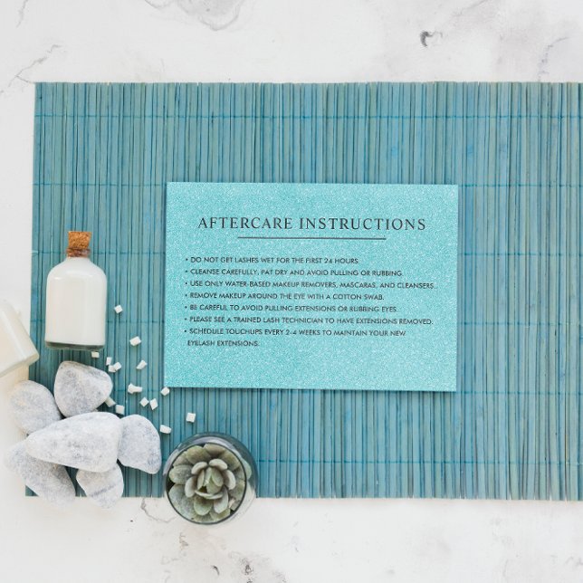 Tarjeta De Visita Purpurina Aqua eyelash brote después del cuidado I (Subido por el creador)