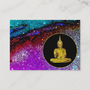 Tarjeta De Visita *~* Purpurina arcoiris Buda de meditación univers