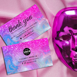 Tarjeta De Visita Purpurina arcoiris holográfico gracias