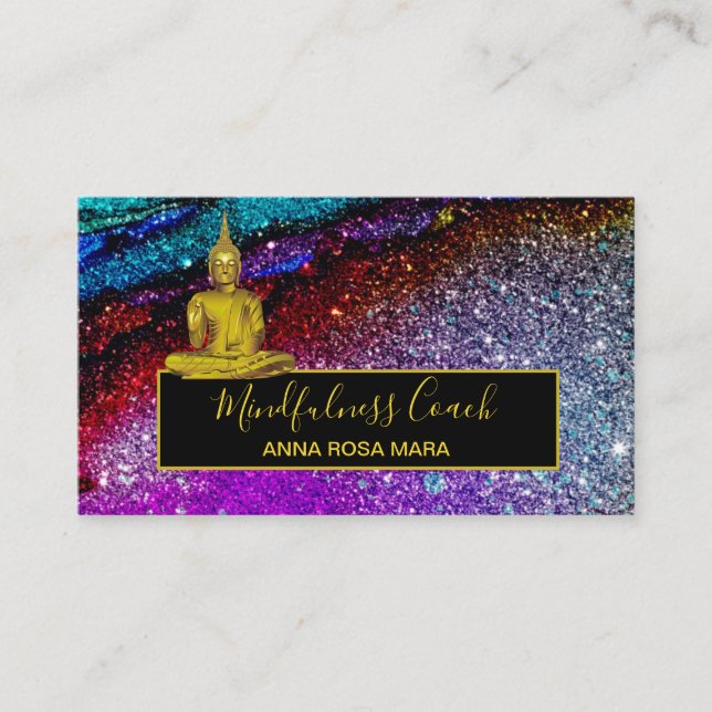 Tarjeta De Visita *~* Purpurina arcoiris. Medición del Buda Universo (Anverso)