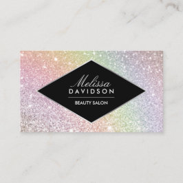 Tarjeta De Visita Purpurina arcoiris y belleza del glamour