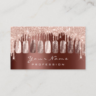 Tarjeta De Visita Purpurina Artista de uñas Rosa Manicure Brown