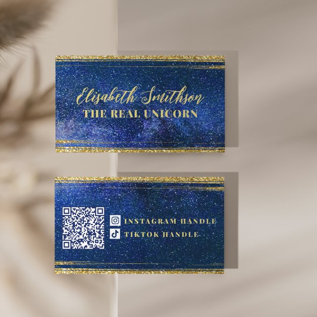 Tarjeta De Visita Purpurina azul de la marina Celestial femenina per (Subido por el creador)