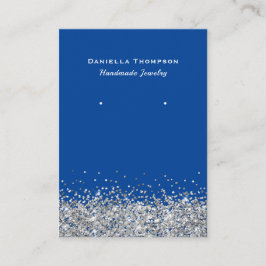 Tarjeta De Visita Purpurina azul Faux Silver Jewelry Earring Display