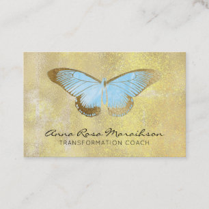 Tarjeta De Visita *~* Purpurina azul Pastel Fantasía Mariposa dorada