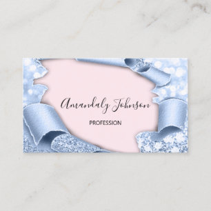 Tarjeta De Visita Purpurina azul rosado Rosa del artista de maquilla