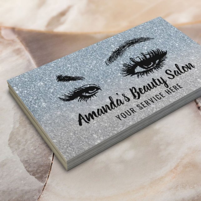 Tarjeta De Visita Purpurina azul turbio azote y artista de maquillaj (Subido por el creador)