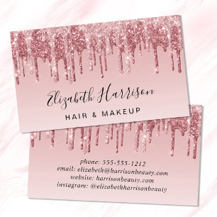 Tarjeta De Visita Purpurina Beauty Pink Rose Gold