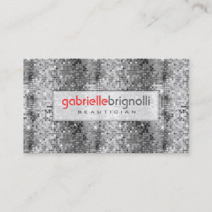 Tarjeta De Visita Purpurina Black & White Disco Ball