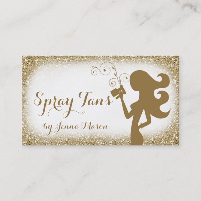 Tarjeta De Visita Purpurina blanco atractivo del chica del moreno (Anverso)